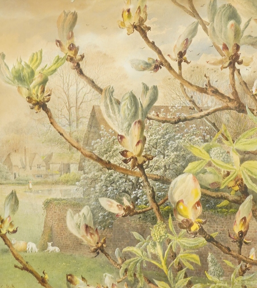 19th century, English school, landscape garden scene, watercolour, gilt framed, 31 x 27cm
